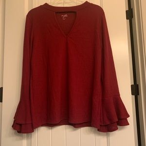 Alya Red cut out Flare Sleeves